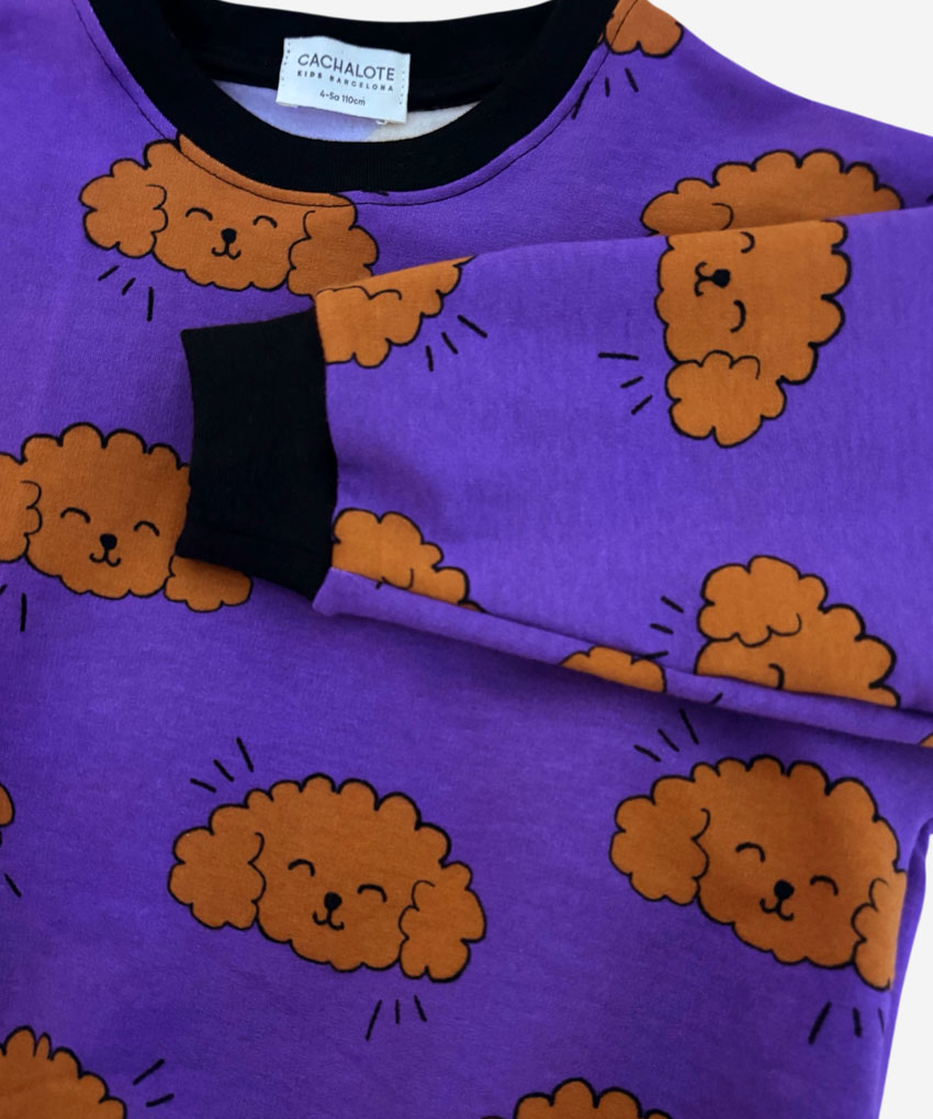 sudadera dogs lila detalle